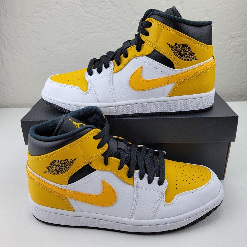 New Nike Air Jordan 1 Mid University Gold White Bl